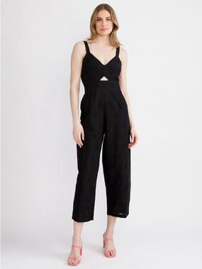 Desigual Cut-Out Crop Jumpsuit Style 23swpw26/2000 Black Sleeveless Wide Leg